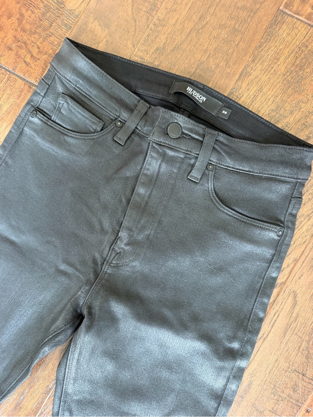 Hudson Jeans Black Skinny Coated Denim